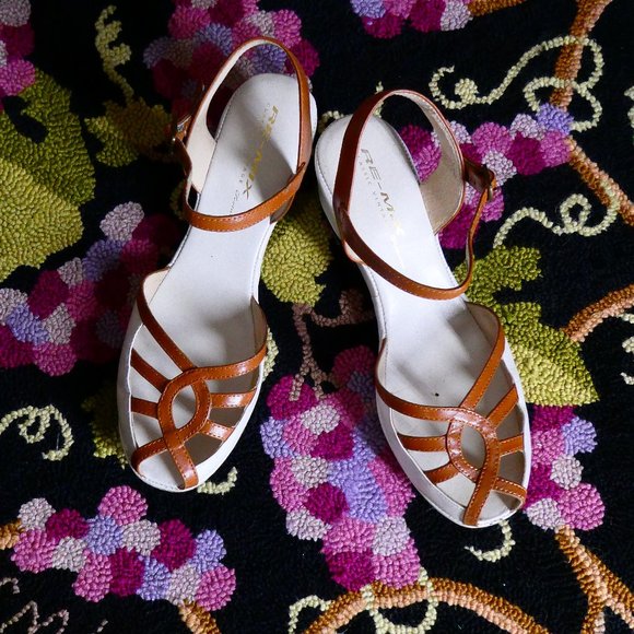 Remix Vintage Footwear Shoes - Remix Vintage Footwear Marci Luggage & White Wedges Size 9